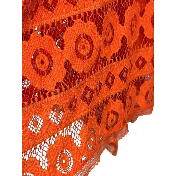 Free People Just Like Honey Orange Coral Lace Handkerchief Asymmetrical Dress - Picture 10 of 15